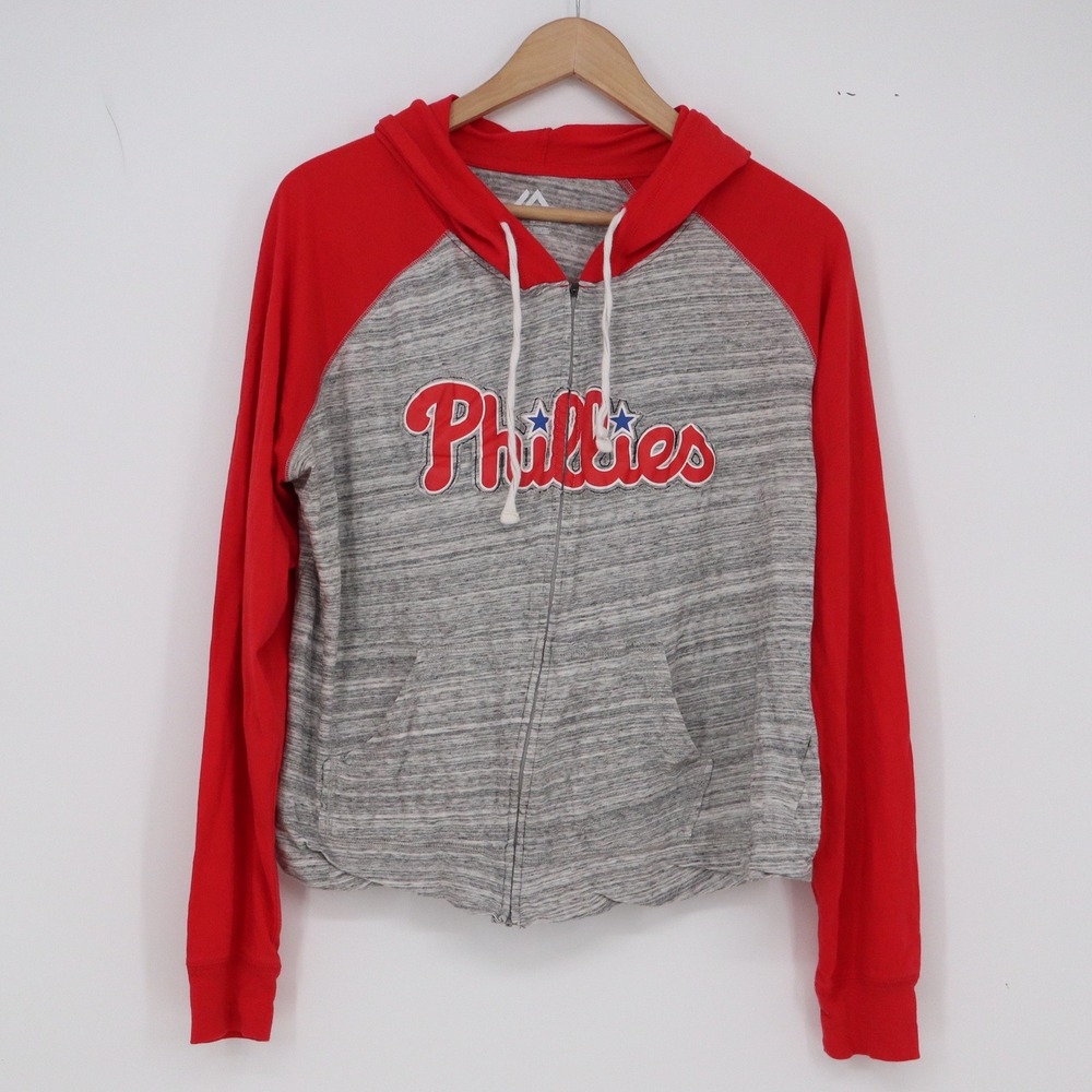 Philadelphia Phillies Hoodie Womens XL Red MLB Baseball Majestic Excellent